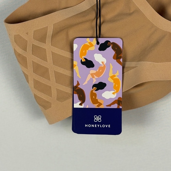 NWT HoneyLove Womens Silhouette Wireless Bonded Support Bra Sz L 38 B/C Sand - Picture 10 of 11